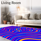 Vibrant Royal Blue Wavy Stripe Rug