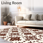 Antique Brown Floral Damask Rug