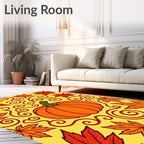 Autumn Pumpkin Maple Swirls Rug