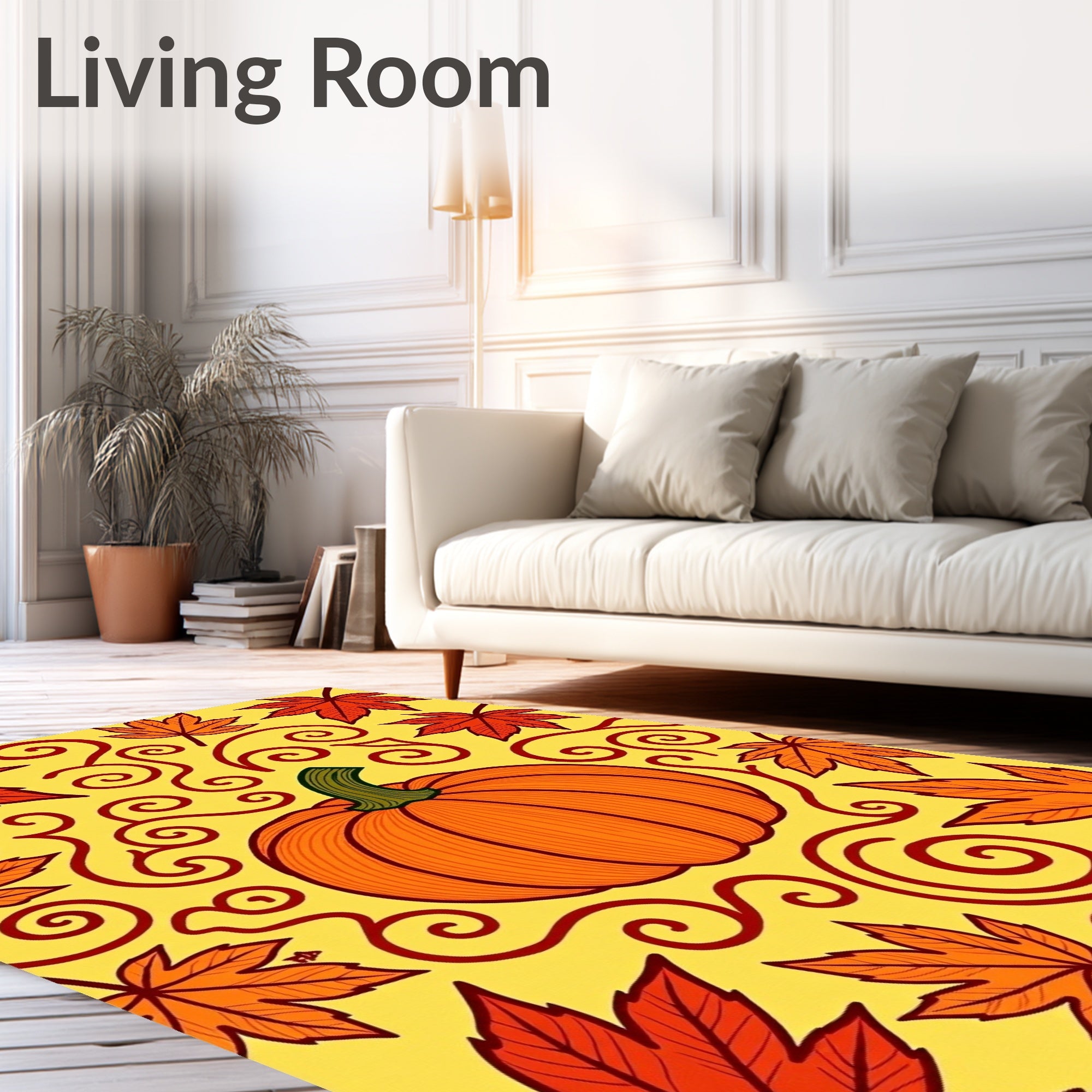 Autumn Pumpkin Maple Swirls Rug