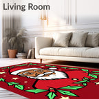 Festive Santa Claus Holly Star Rug