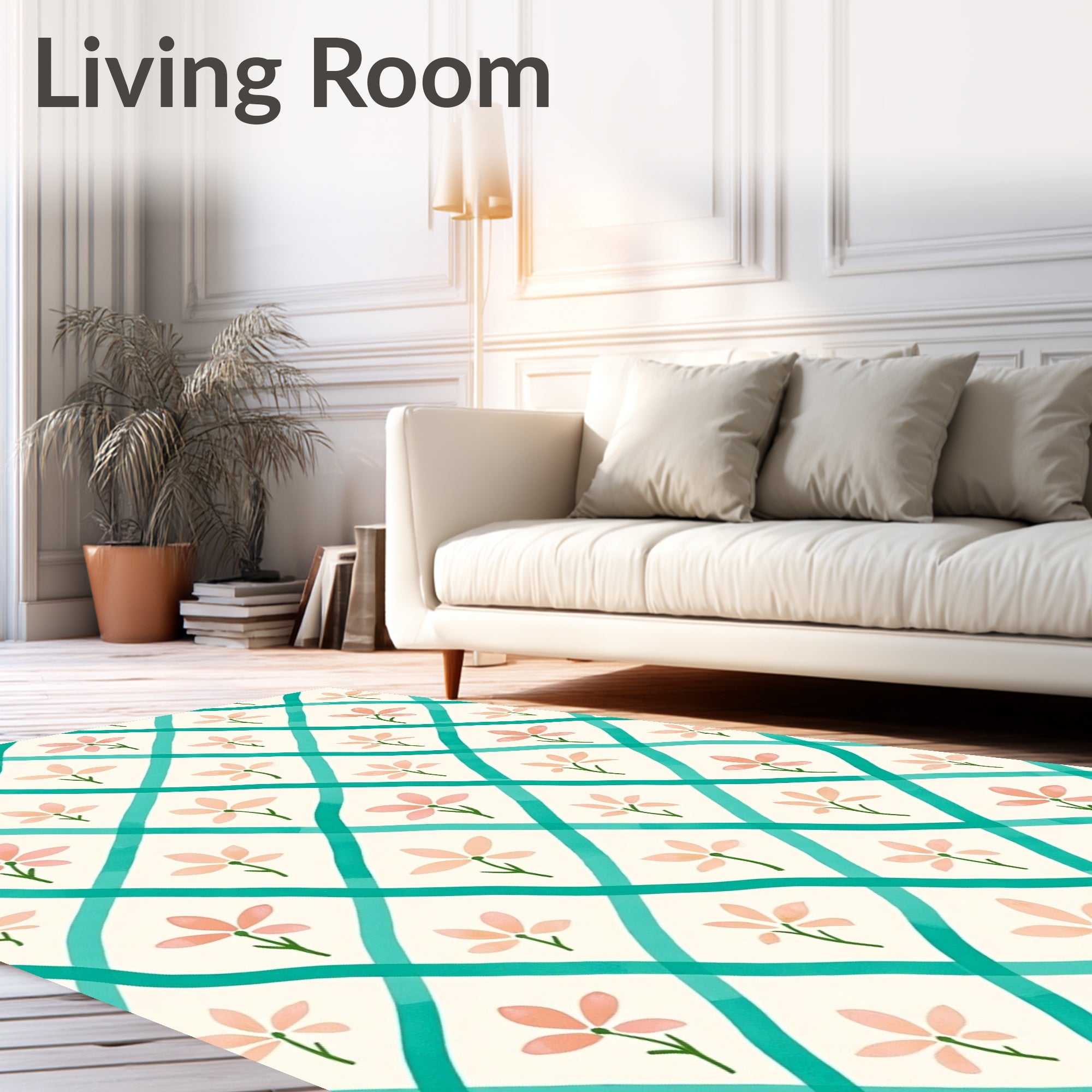 Coral Blossom Lattice Rug