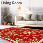 Festive Red Snowflake Garland Rug