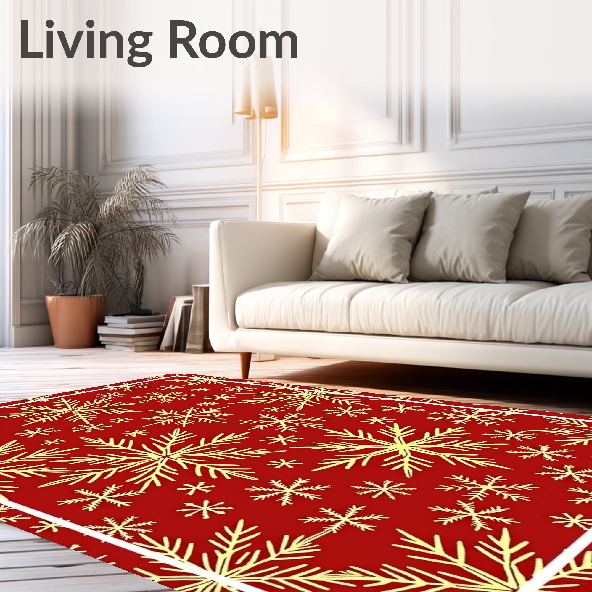 Festive Red Snowflake Garland Rug