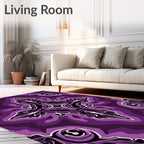 Deep Purple Abstract Floral Mandala Rug