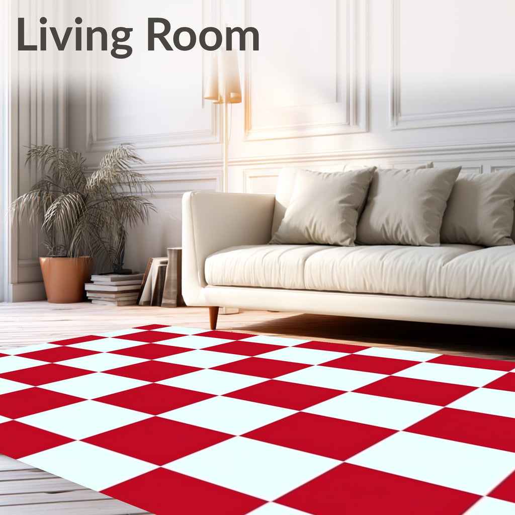 Classic Red White Checkerboard Rug