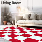 Classic Red White Checkerboard Rug