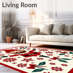 Whimsical Red Gnome Floral Holly Rug