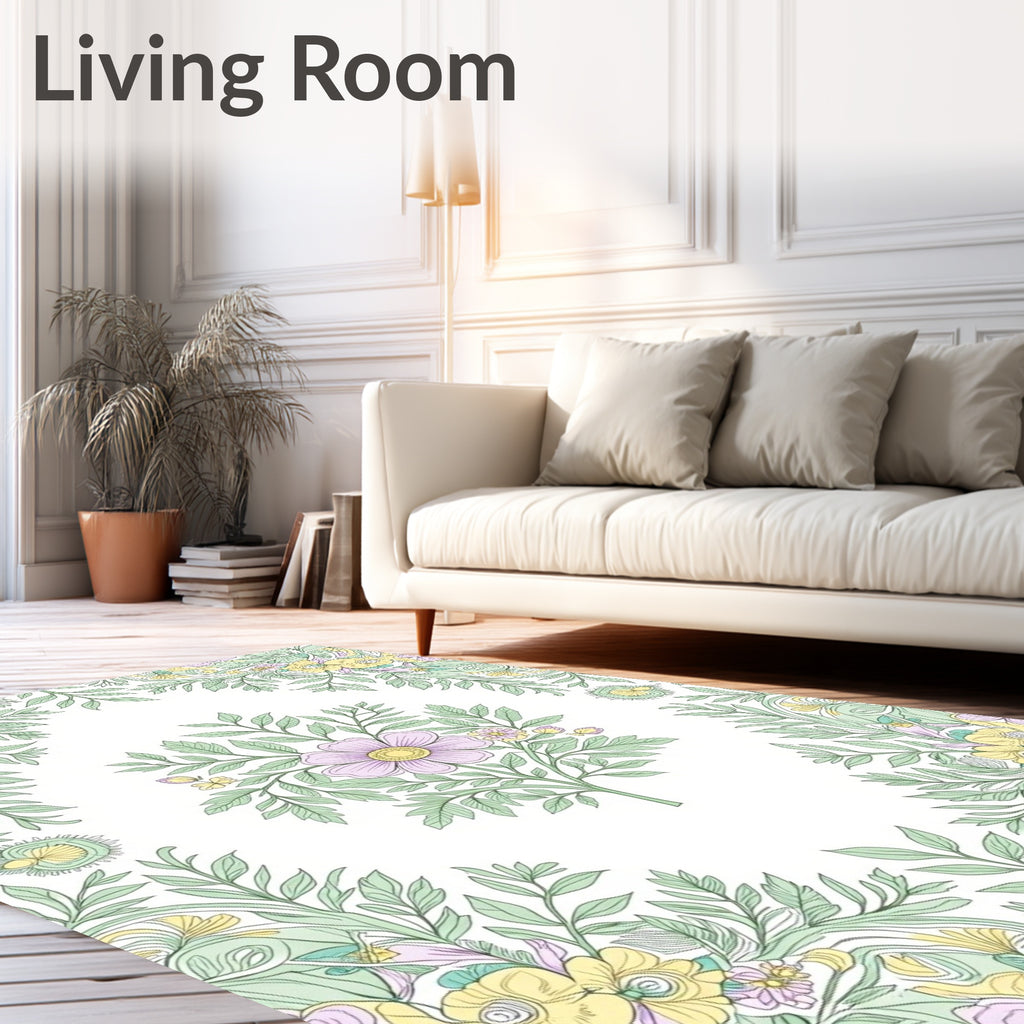 Soft Pastel Floral Garden Arrangement Rug