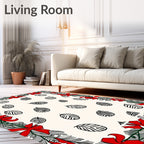 Festive Evergreen Bow Leaf Arrangement Rug