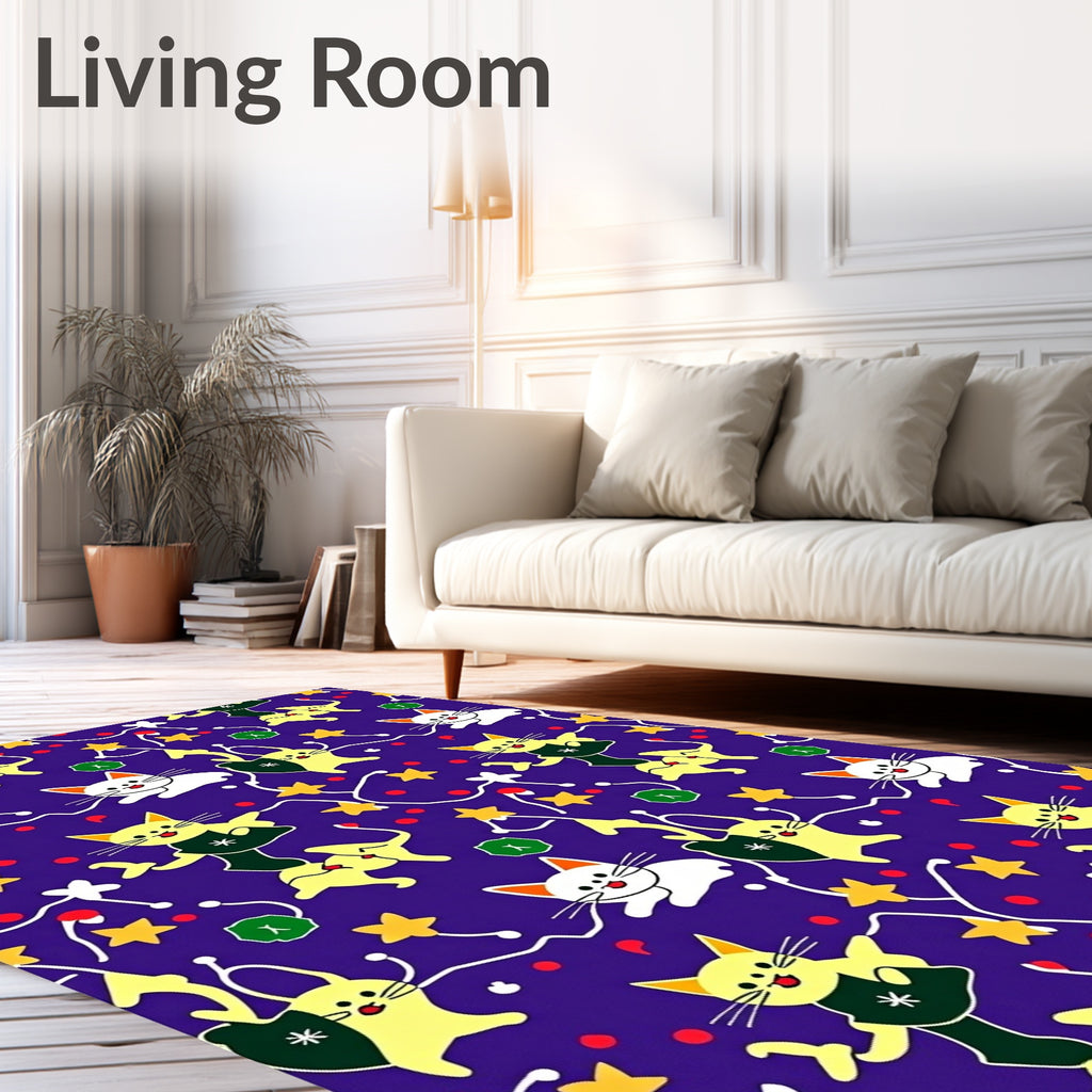 Whimsical Whiskers Feline Celebration Rug