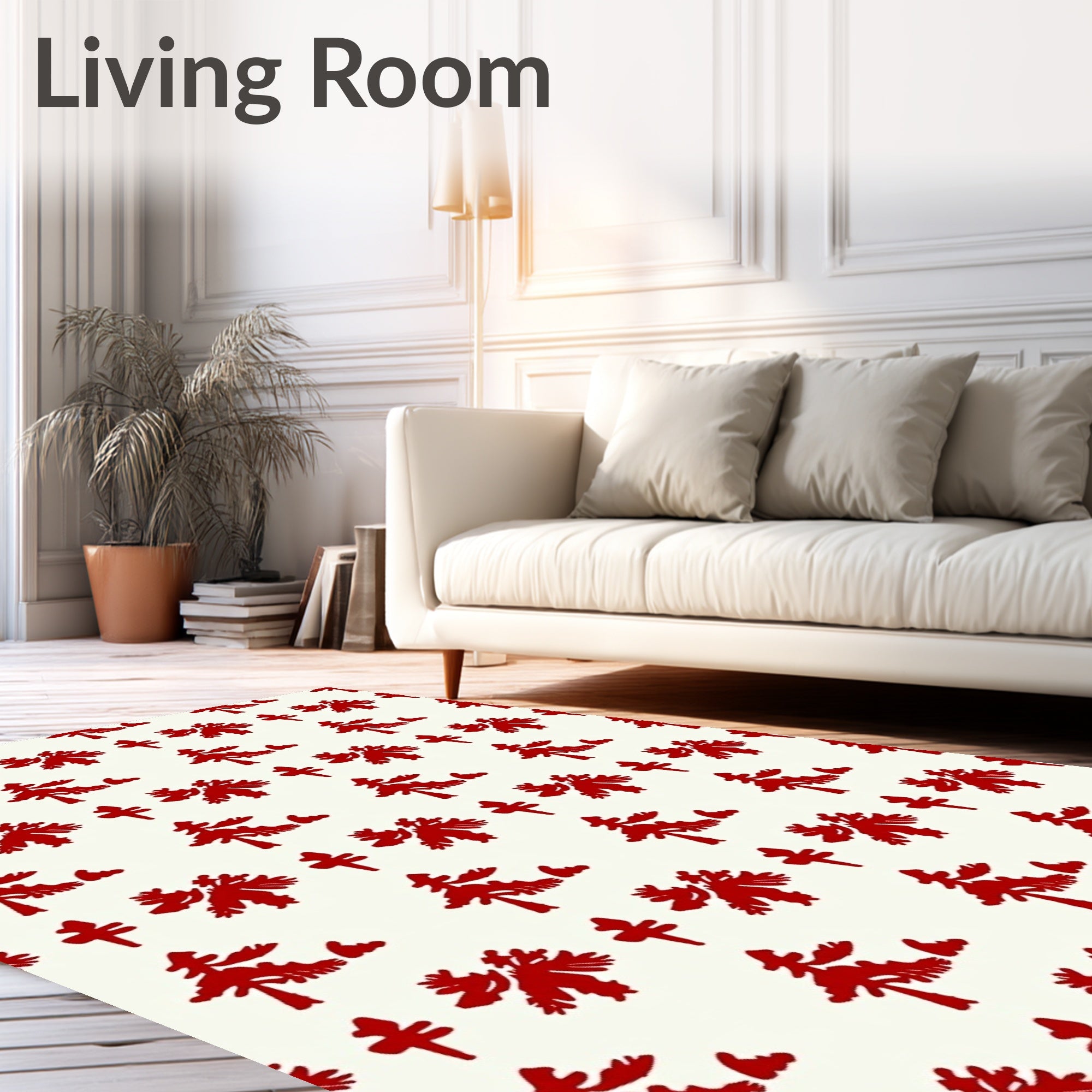 Red Festive Tree Folk Art Rug
