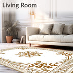 Brown Ornate Floral Medallion Border Rug