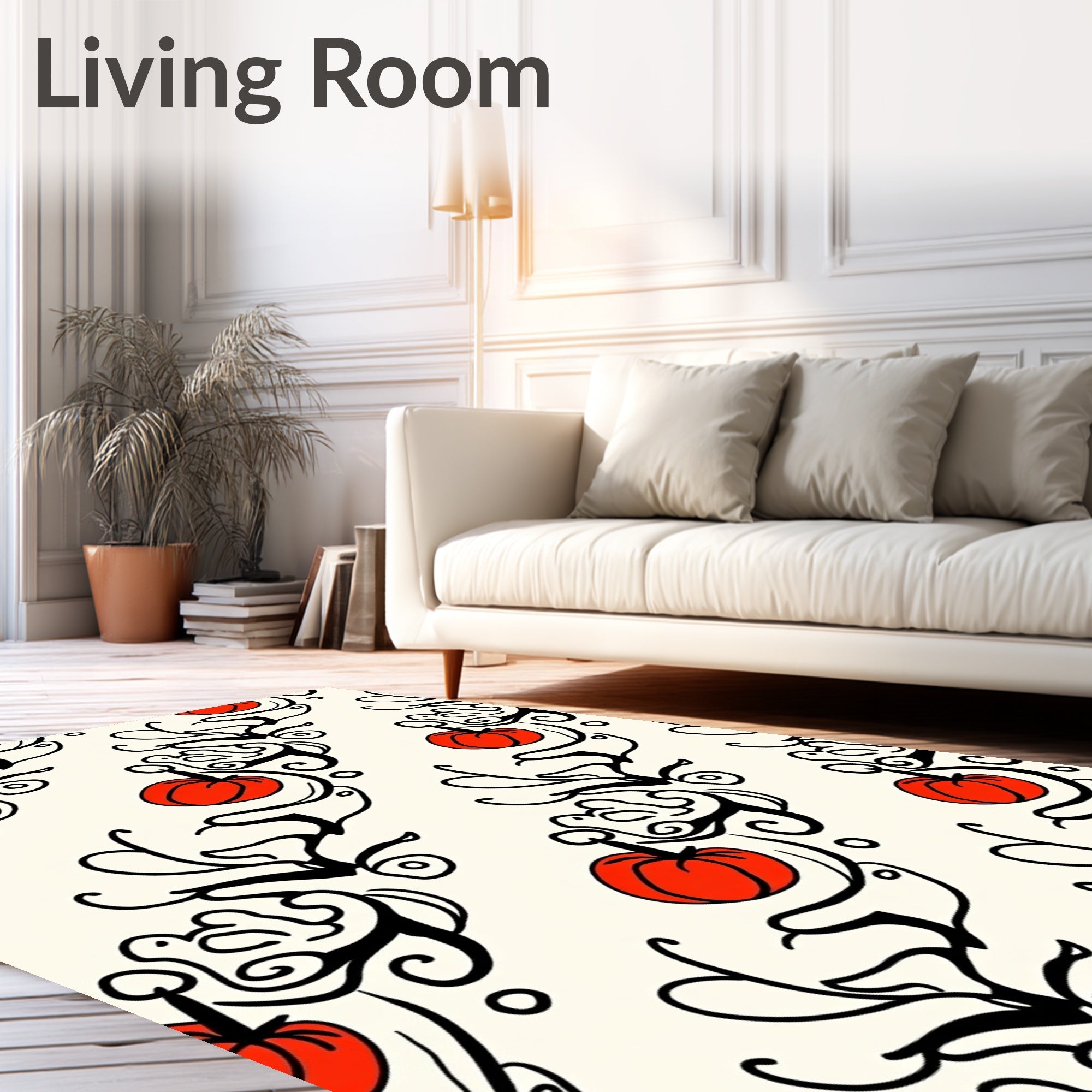 Whimsical Red Apple Garland Rug