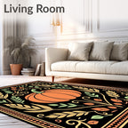 Orange Pumpkin Floral Harvest Rug