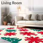 Festive Red Snowflake Christmas Tree Rug