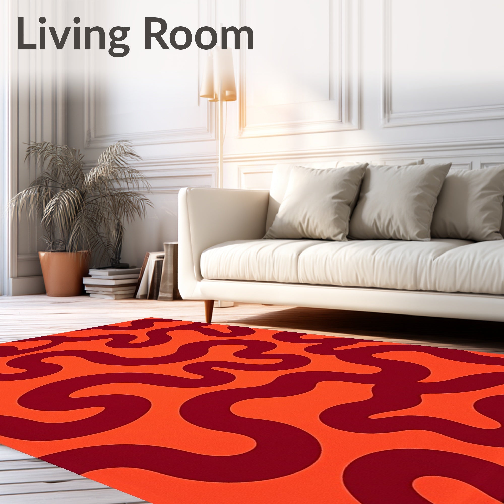Bold Red Wavy Intertwined Abstract Rug