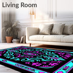 Electric Pink Teal Floral Medallion Rug