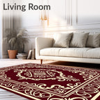 Ornate Deep Red Floral Medallion Runner Rug