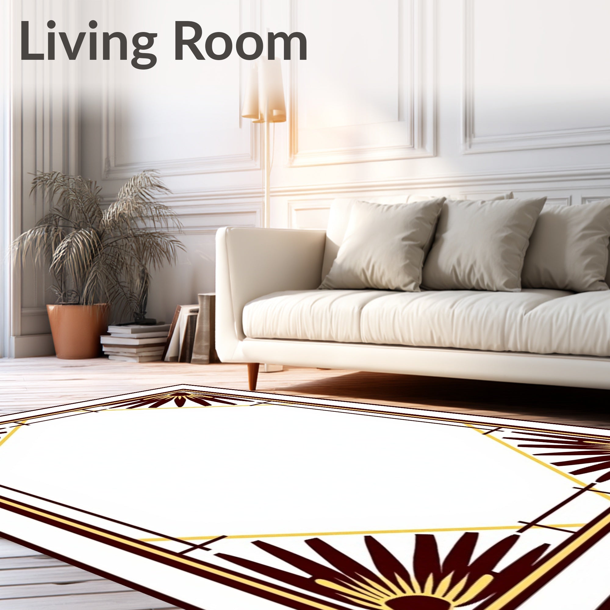 Art Deco Marigold Sunburst Border Rug