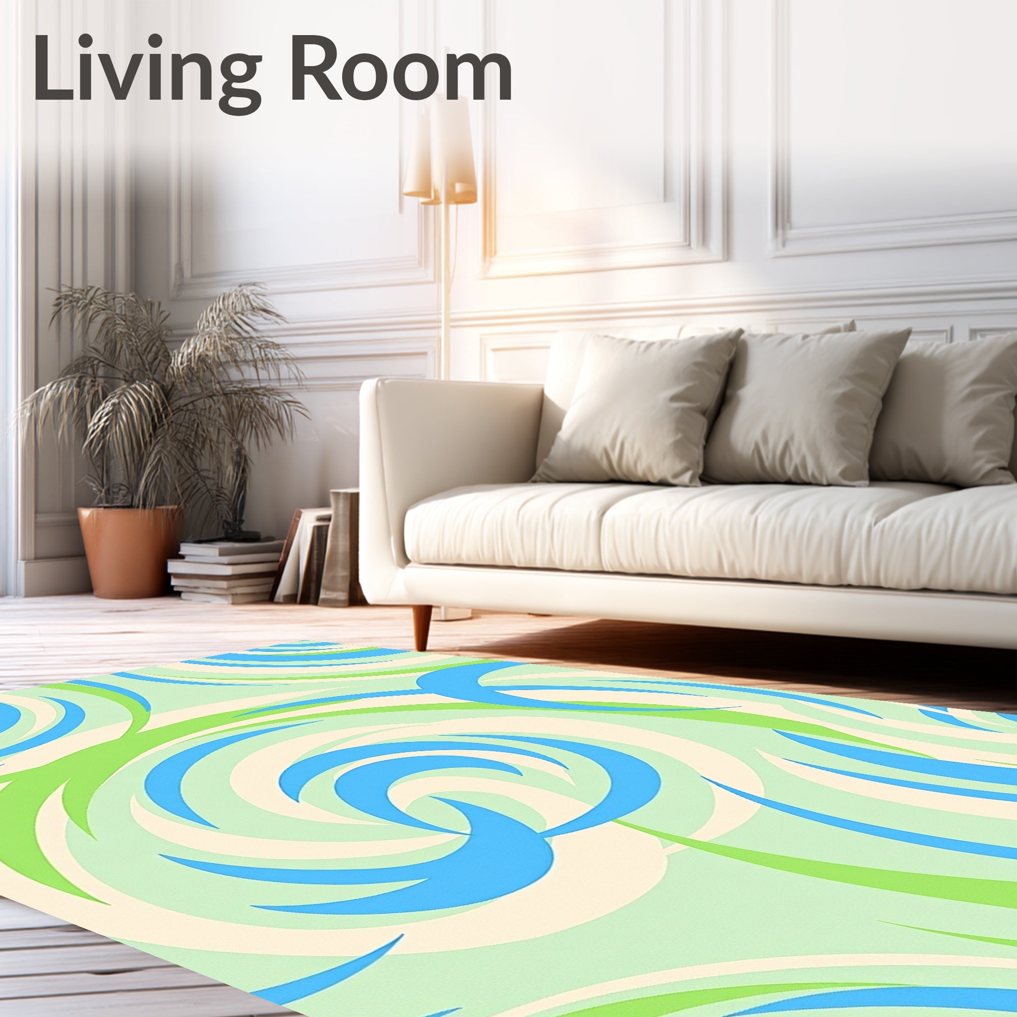 Aqua Green Swirl Harmony Rug