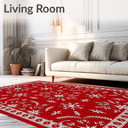 Vibrant Red Snowflake Winter Rug