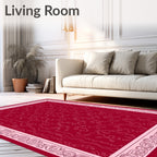 Regal Red Floral Scroll Border Rug