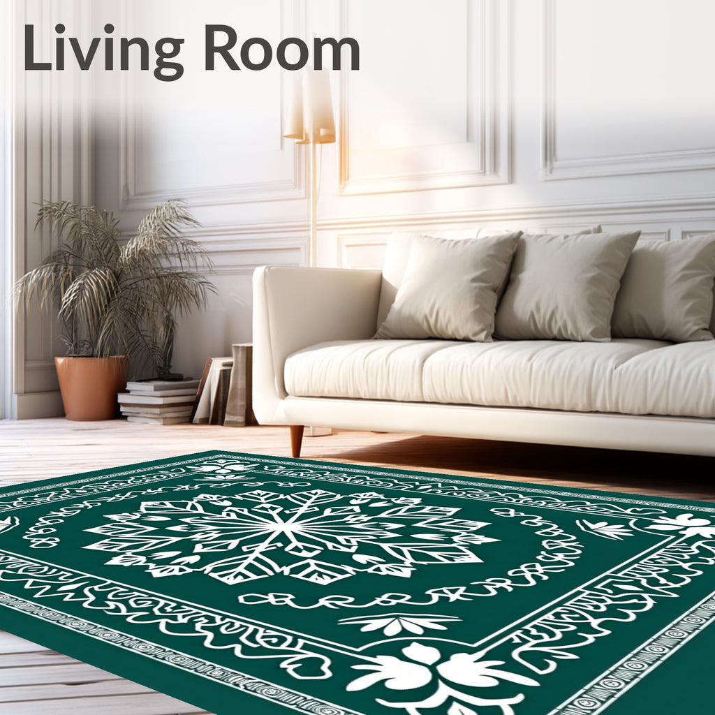 Emerald Green Snowflake Medallion Rug