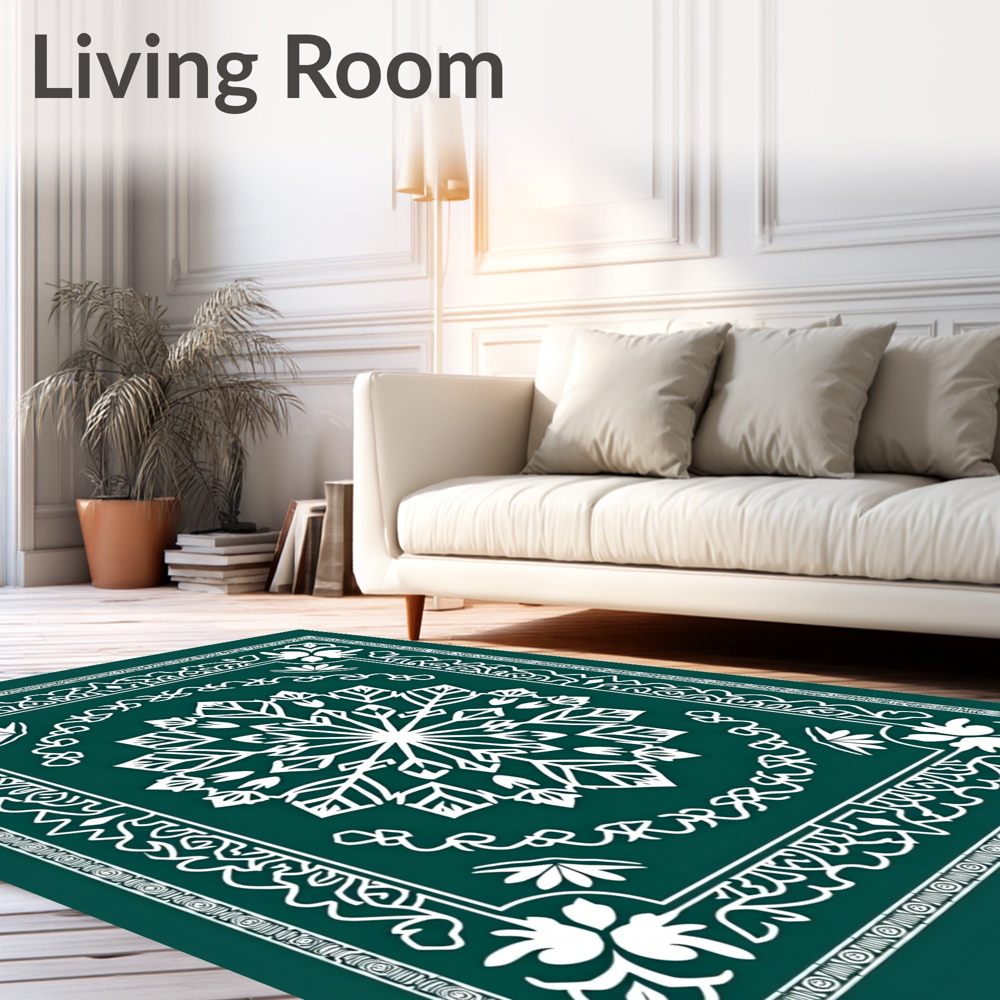 Emerald Green Snowflake Medallion Rug