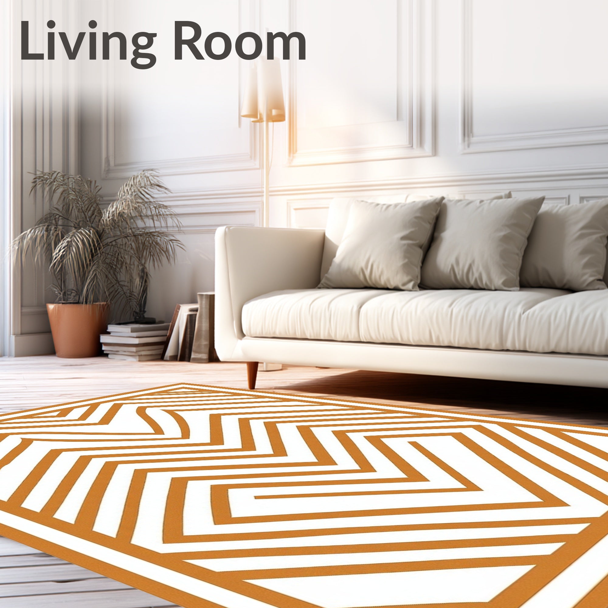 Amber Zigzag Geometric Maze Rug