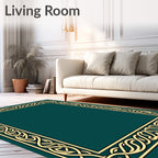 Deep Teal Ornate Intertwined Border Rug