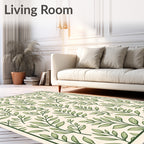Delicate Green Leaf Botanical Arrangement Rug