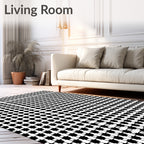 Monochromatic Black White Grid Texture Rug