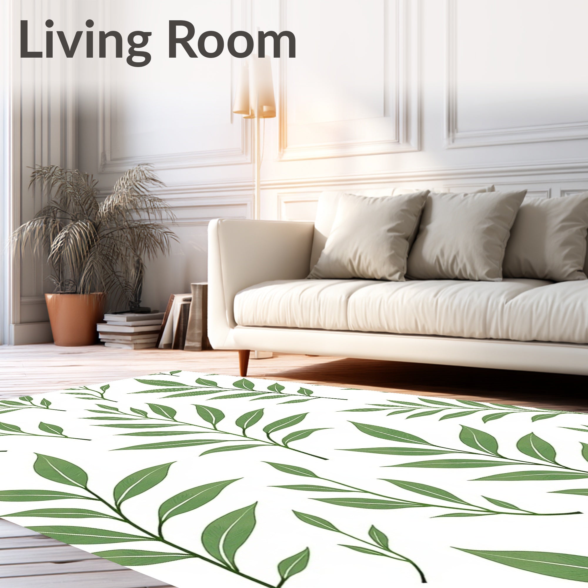 Green Leafy Branch Arrangement Rug
