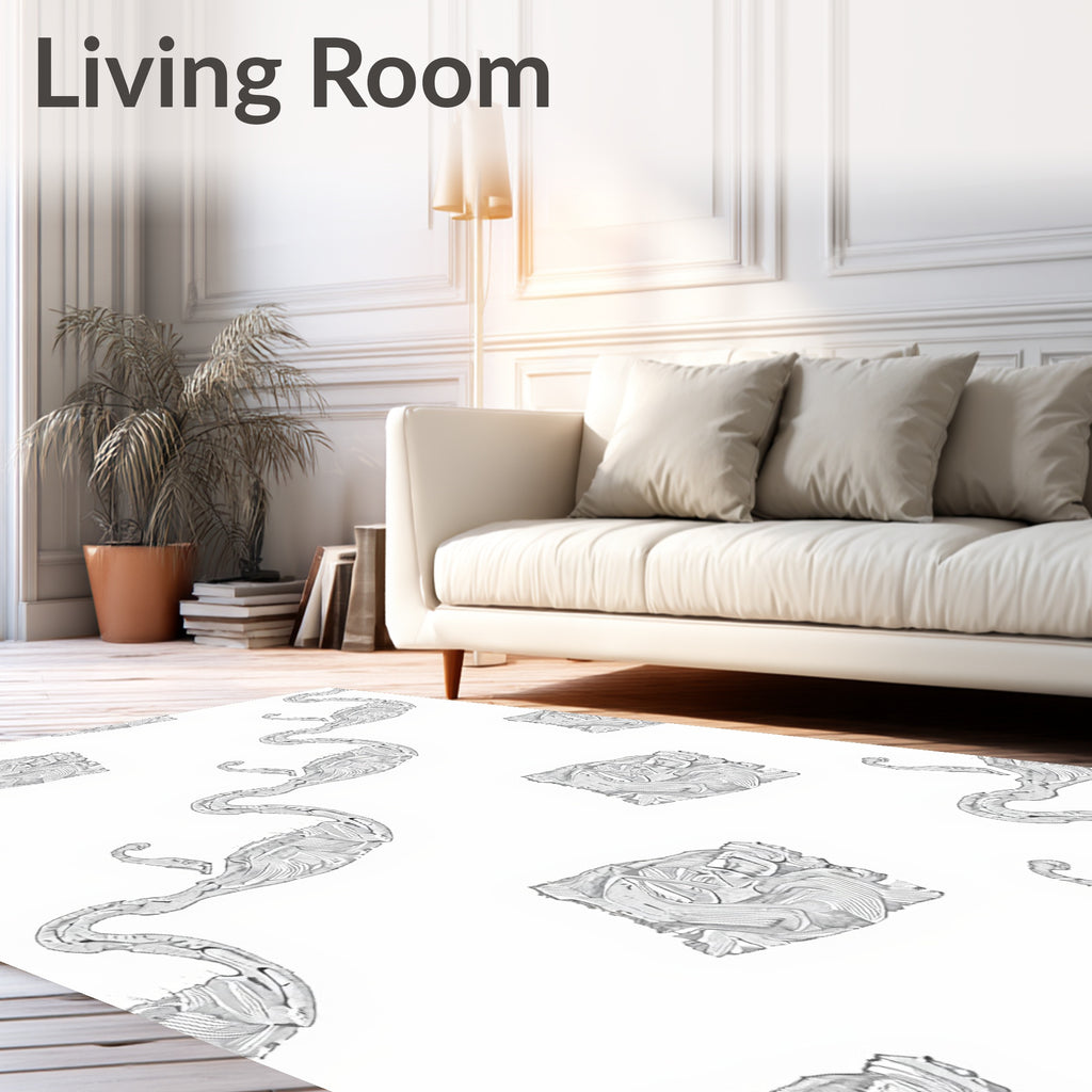 Monochromatic Abstract Flamingo Feather Rug
