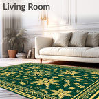 Emerald Golden Floral Snowflake Medallion Rug
