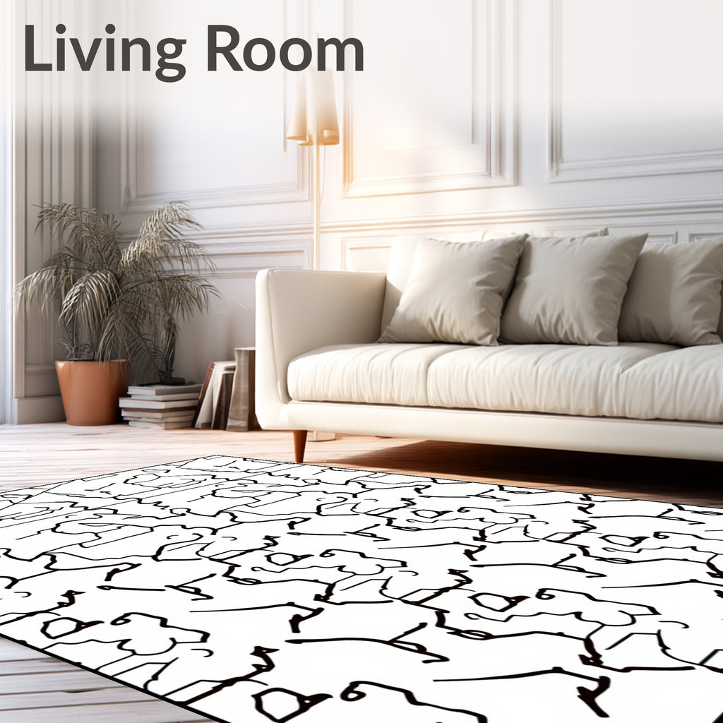 Abstract Line Drawing Collage Rug