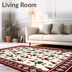Crimson Green Gnome Snowflake Scatter Rug