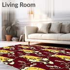 Golden Yellow Abstract Floral Motif Rug