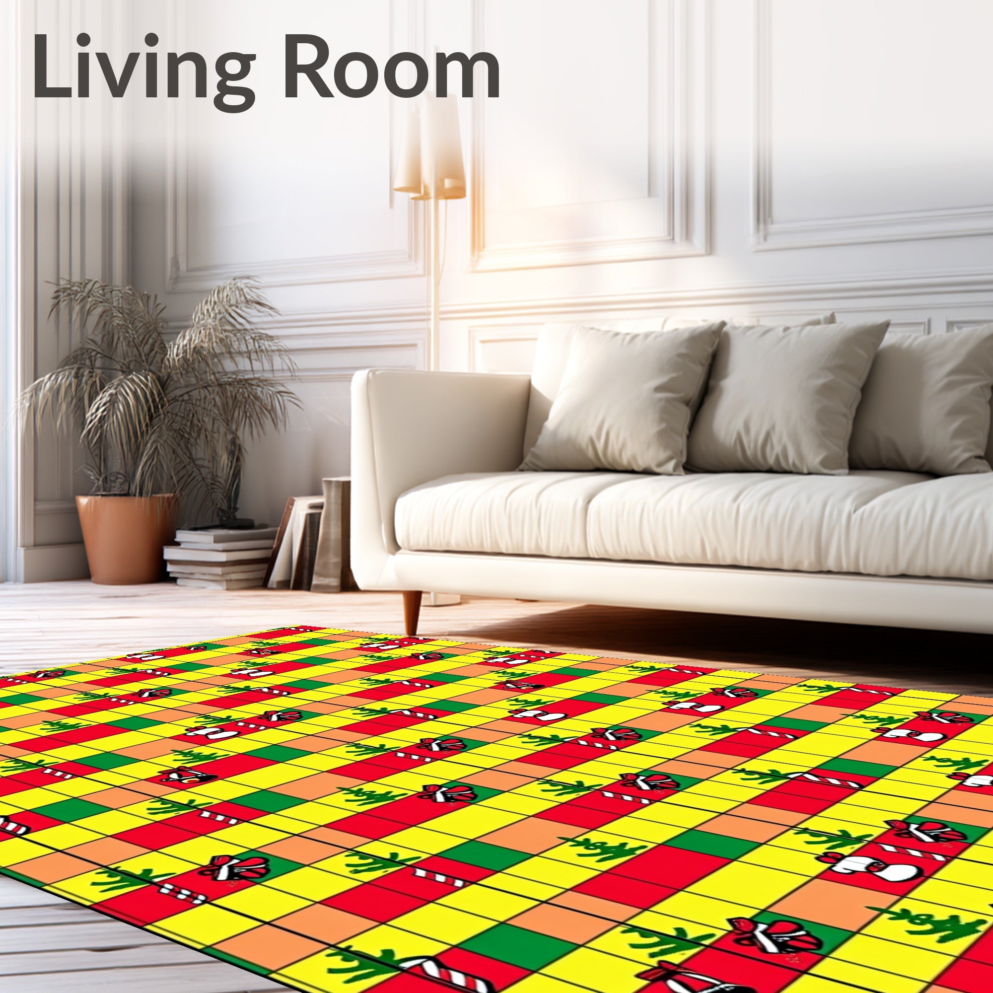 Festive Christmas Grid Gift Bows Rug