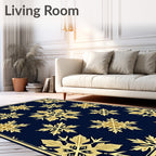Golden Snowflake Navy Blue All-Over Rug