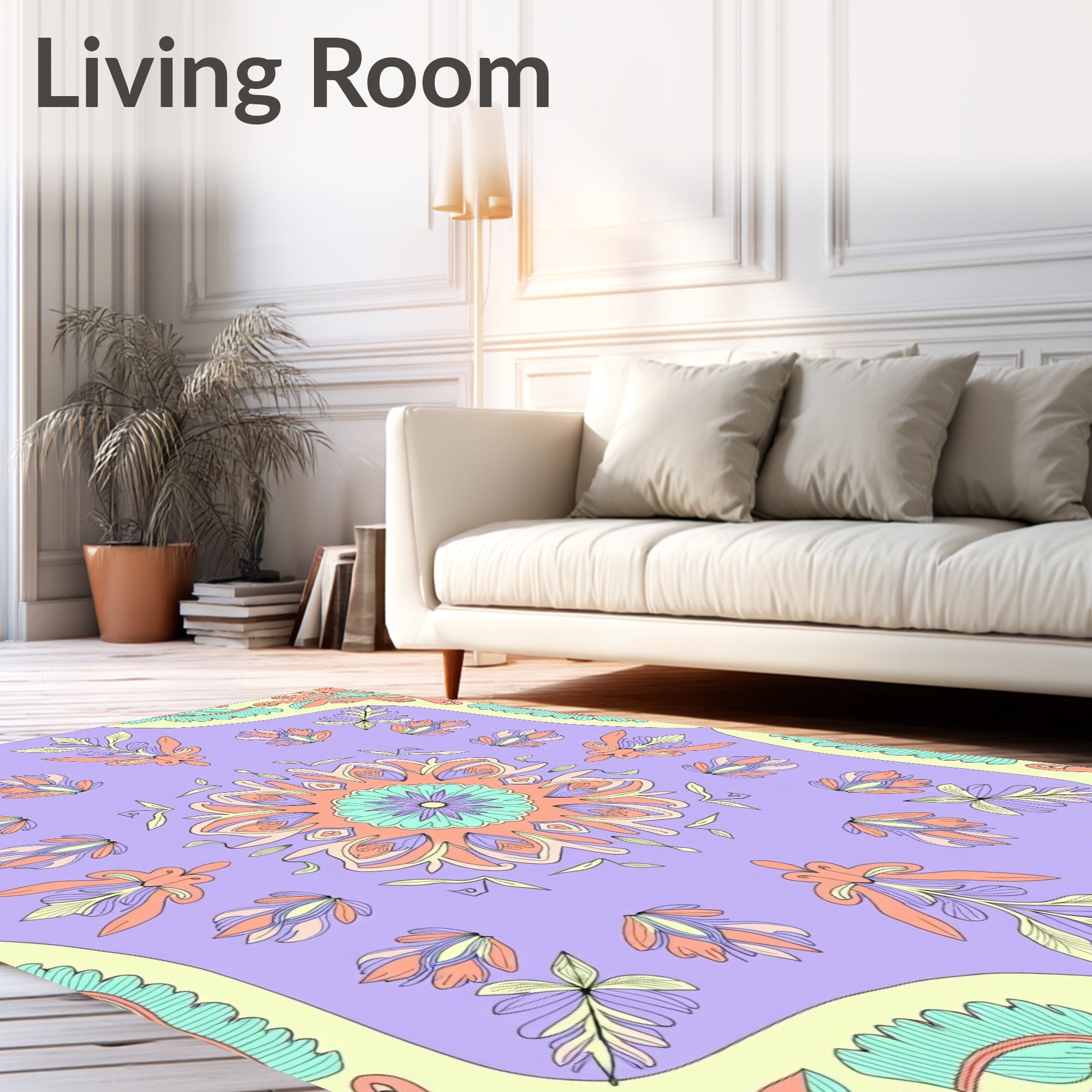 Pastel Floral Medallion Arrangement Rug