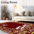 Crimson Townhouses Floral Border Rug