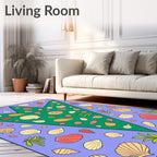 Coral Red Shells Green V Shape Rug