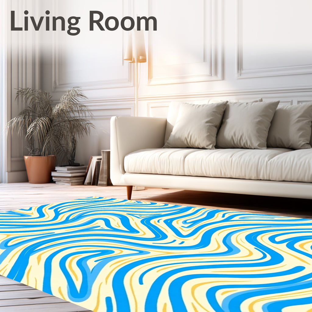 Flowing Blue Yellow Swirl Rug