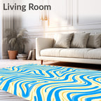 Flowing Blue Yellow Swirl Rug