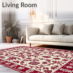 Crimson Floral Vine Medallion Rug