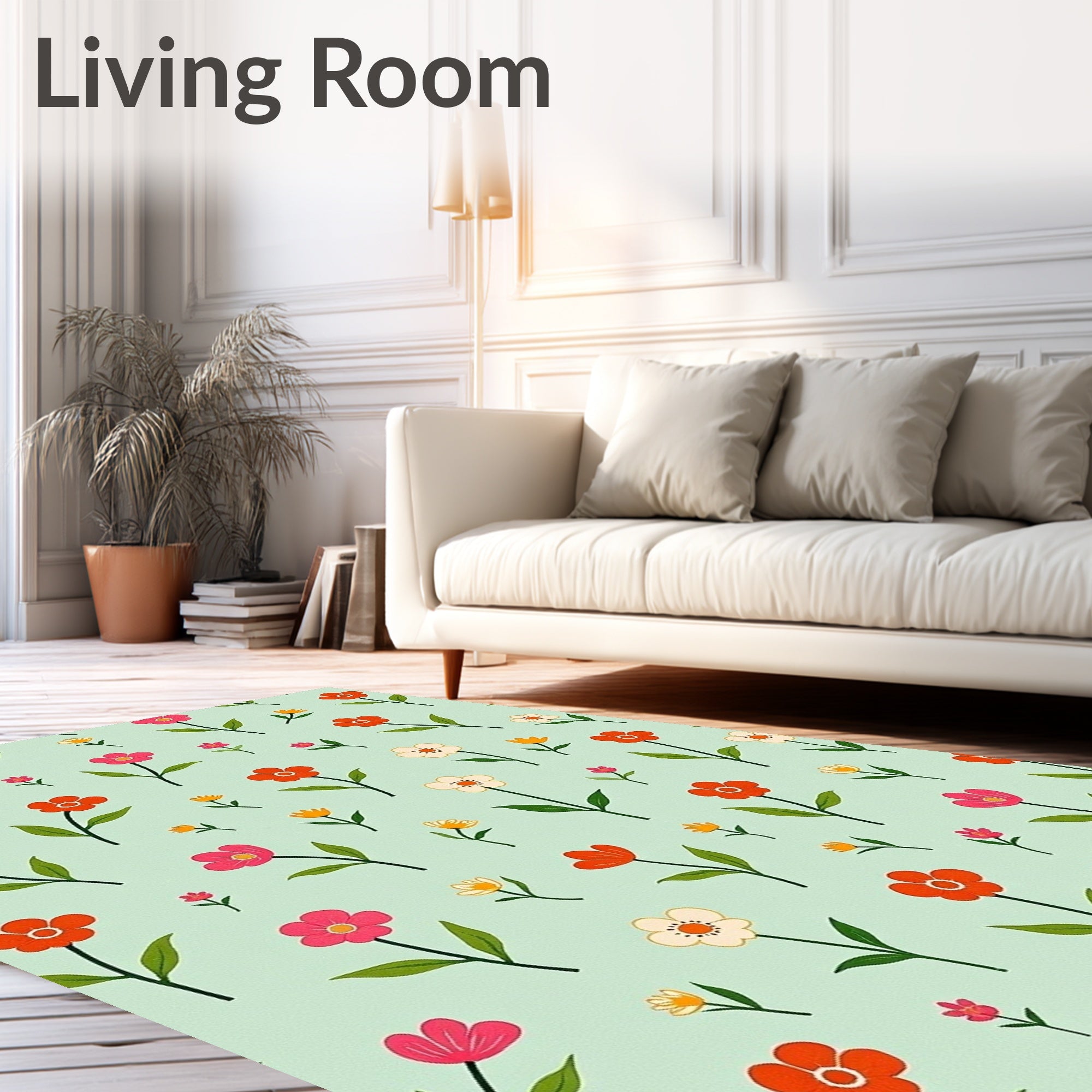 Whimsical Floral Sprigs Field Rug