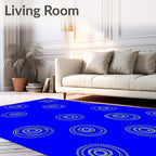 Deep Blue Concentric Circles Rug