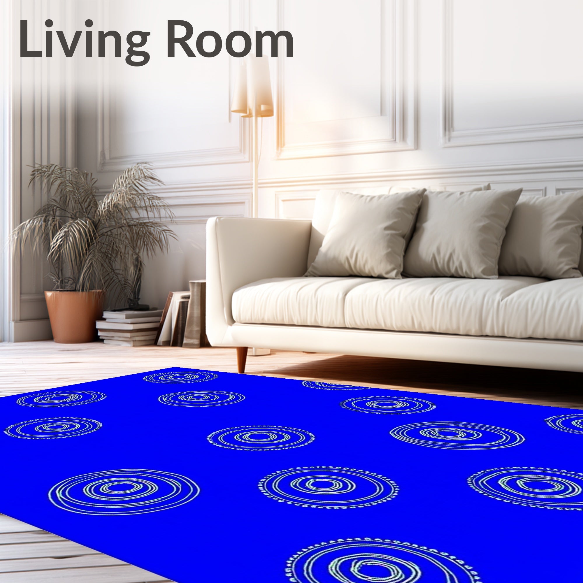 Deep Blue Concentric Circles Rug